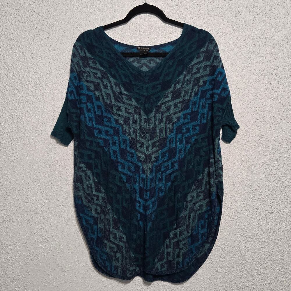 No Boundaries Womens Sheer Aztec Asymmetrical Tunic Size S‎ Beachy Nautical Boho